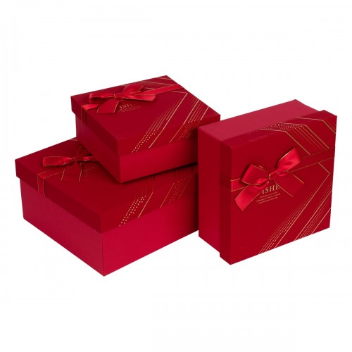 "Stilerra"   YBOX-S2-3   Набор подарочных коробок   3 в 1  15  х 15  х 6.5 -  19  х 19  х 9.5 см 01 красный