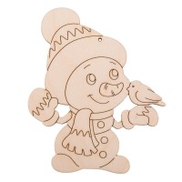 Заготовка для декорирования "Mr. Carving"   ВД-1200   Подвеска "Снеговик с птичкой"   фанера   7.5  х 9 х  0.3 см .