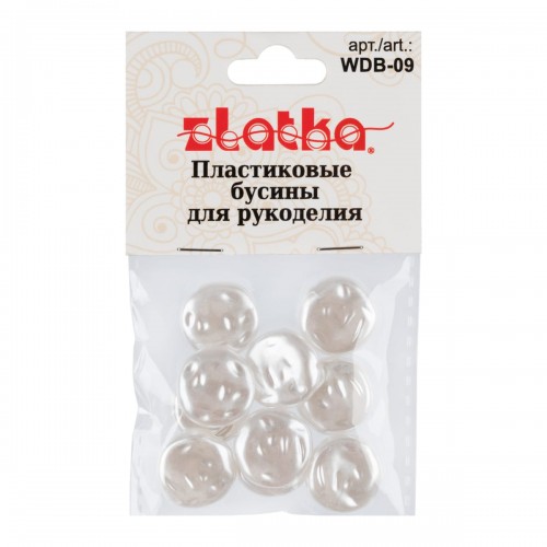 Бусина "Zlatka"   пластик   WDB-09   16 мм  10 х  10 шт №01 круглая плоская под жемчуг