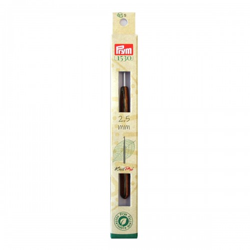 Для вязания "PRYM"   223511   крючок для вязания "Natural"   алюминий  d 2.5 мм  в картонной упаковке с европодвесом с деревянной ручкой