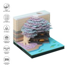 Блок бумажный для записей в виде 3D-заметок с подсветкой   200-250 г/м2  8.5 х  7 х  8.5 см  215 л. "Домик в сказочной чаще" BBZ-02