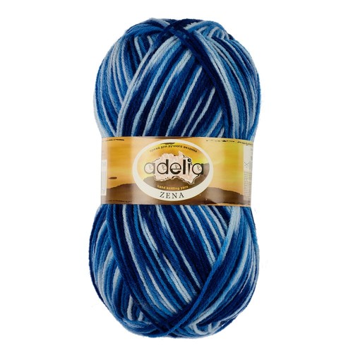 Пряжа ADELIA "ZENA"   100\% акрил   5 шт. х  100 г  308 м ± 10 м №76 белый,голубой,серо-голубой