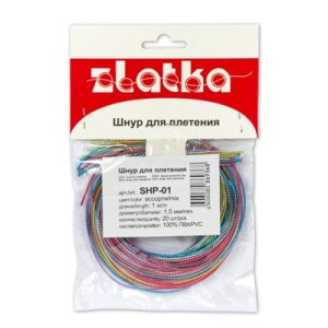 Шнур "Zlatka"   1.5 мм  Шнур SHP-01   для плетения с наполнителем   20 х  1 м №04 прозрачный