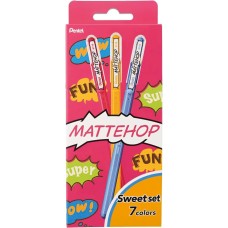 "Pentel"   Набор гелевых ручек Pentel MatteHop Sweet set, в картоне, 7 цветов чернил  d 1 мм  7 шт. K110-V7STB цвет чернил: ассорти