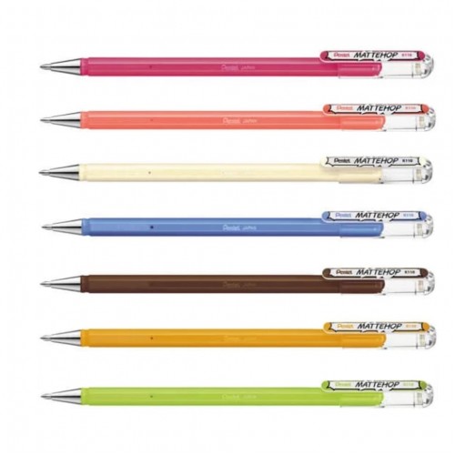 "Pentel"   Набор гелевых ручек Pentel MatteHop Sweet set, в картоне, 7 цветов чернил  d 1 мм  7 шт. K110-V7STB цвет чернил: ассорти