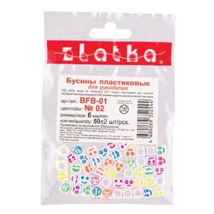 Бусина "Zlatka"   пластик   BFB-01   6 мм  10 х  50 шт №01 сердечки