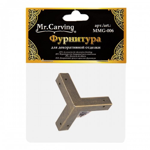 "Mr. Carving"   MMG-006   фурнитура для шкатулок "уголок"   2.9 x 2.9 см  5 х  4 шт. №02 бронза