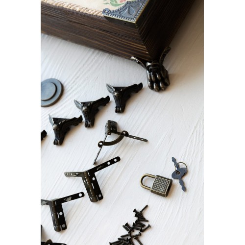 "Mr. Carving"   MMG-006   фурнитура для шкатулок "уголок"   2.9 x 2.9 см  5 х  4 шт. №02 бронза