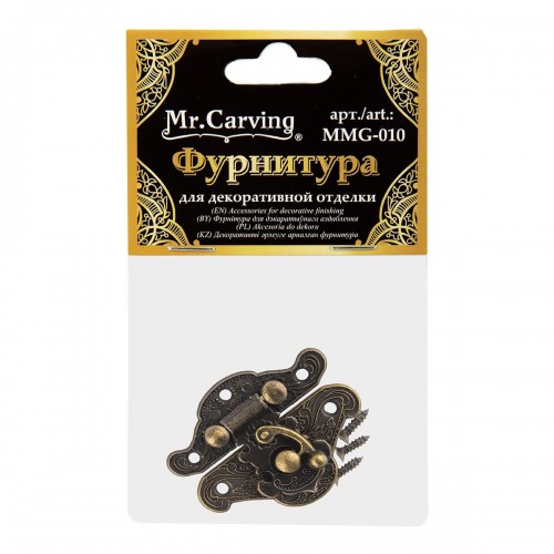 "Mr. Carving"   MMG-010   фурнитура для шкатулок "замок"   3.7 x 2.7 см  5 х  1 шт. №02 бронза