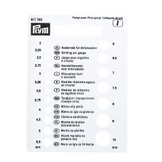 Для вязания "PRYM"   611740   трафарет для измерения размера спиц .