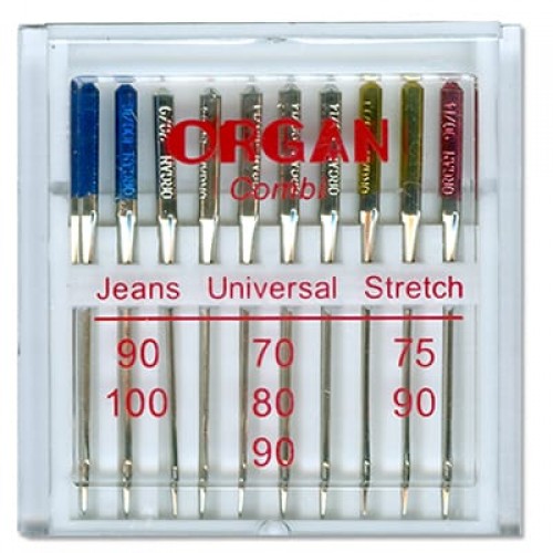 Иглы для быт. шв. машин "ORGAN"   COMBI   10 шт  в пенале 5111000 ассорти