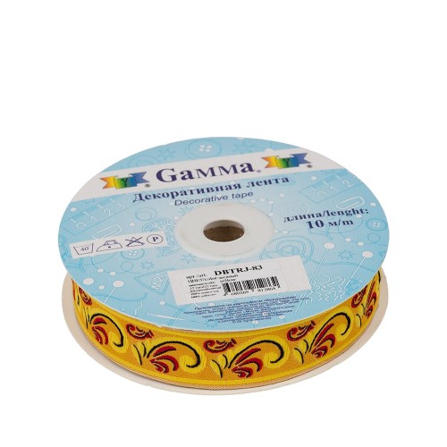 Лента жаккардовая 22 мм  "Gamma"   DBTRJ-83   10 м  отделочная желтый