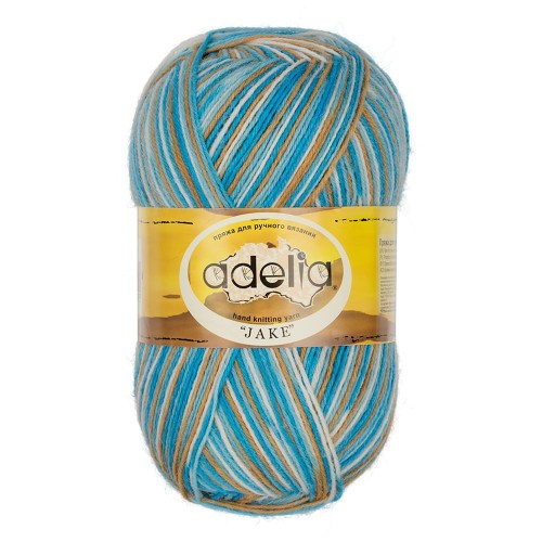 Пряжа ADELIA "JAKE"   75\% шерсть, 25\% нейлон   5 шт. х  100 г  400 м ± 15 м №26 т.синий-песочный-св.коричневый-коричневый