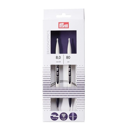 Спицы  PRYM 215811   круговые Ergonomics   пластик  d 8.0 мм  80 см  1 шт .