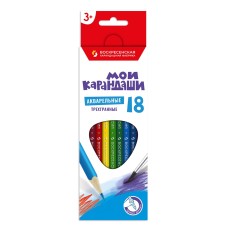 "ВКФ"   "Мои карандаши"   MP-WCP-1018   Набор акварельных трехгранных карандашей   заточенный   8 х  18 цв.   "ВКФ"   "Мои карандаши"   MP-WCP-1018   Набор акварельных трехгранных карандашей   заточенный   8 х  18 ц