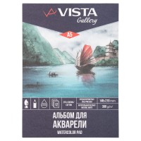 "VISTA-ARTISTA"   WCCC-A5   Альбом для акварели 25\% хлопок   300 г/м2  A5   14.8 х  21 см  склейка с одной стороны   12 л. "Алый парус" среднезернистая