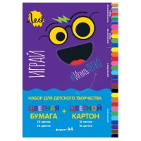 "Лео"   "Играй"   Набор цветной бумаги и картона   LPCPS-01   A4   21 х  29.7 см  30 л.  30 цв. .