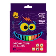 "Лео"   "Играй"   Фломастеры смываемые   LPFP-12   12 цв .