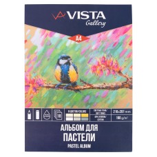"VISTA-ARTISTA"   Альбом для пастели   PCPS-A4   160 г/м2  A4   21 х  29.7 см  склейка с одной стороны   18 л.  6 цв. "Синичка" светлые тона