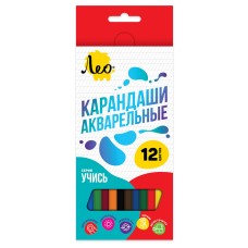 "Лео"   "Учись"   LNSWP-12   Набор акварельных карандашей   заточенный   8 х  12 цв. .