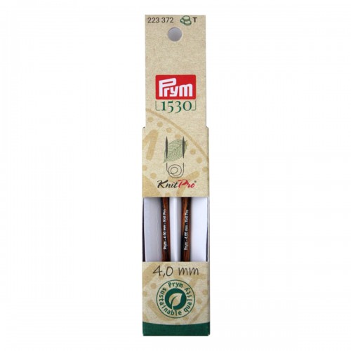 Спицы  PRYM 223372   съемные короткие "Natural"   береза  d 4.0 мм  8.7 см  2 шт .