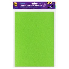 "Лео"   "Играй"   Пенка декоративная (фоамиран)   DPK-01   2 г/м2  A4   21 х  29.7 см  6 цв. №04 ассорти с блестками_пастельные цв.