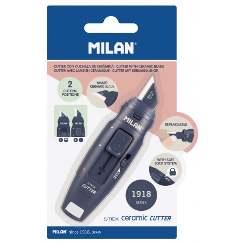 "Milan"   Нож канцелярский 1918 series   8 шт. голубой 6010108B