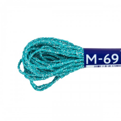 Нитки для вышивания "Gamma"   мулине NM   металлик   100\% полиэстер   12 x  6 м M-69 бирюзовый/серебристый