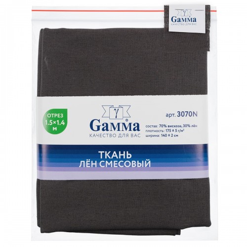 Ткань 3070N   Лен смесовый   ФАСОВКА   175 г/кв.м ± 5 г/кв.м  150 х  140 см  70\% вискоза, 30\% лён №099 т.серый
