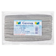 "Gamma"   тесьма декоративная "Самбоса"   GSL-201   13 мм  33 м ± 2 м  СК/Распродажа №139  серый