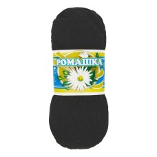 Пряжа СПБ "Ромашка"   100\% мерсеризованный хлопок    4 шт. х  75 г  320 м  №7214 (156) ЧЕРНЫЙ