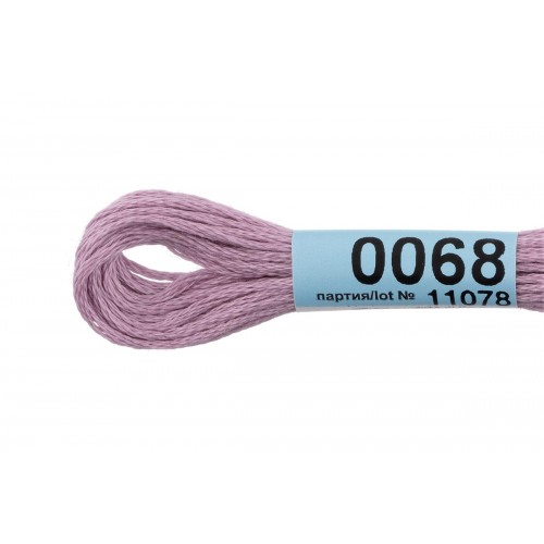 Нитки для вышивания "Gamma"    мулине  ( 0001-0206 )  100\% хлопок   24 x  8 м №0068 сер-сиреневый