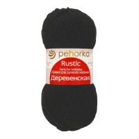 Пряжа Пехорская ПТ "Деревенская"   100\% шерсть   10 шт. х  100 г  250 м ± 15 м №002 черный