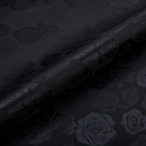 Ткань подкладочная "Gamma"   Taffeta с рисунком   JTR   52\% полиэстер, 48\% вискоза   145 см ± 2 см №131 черный (розы)
