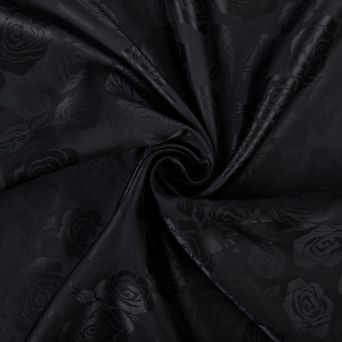 Ткань подкладочная "Gamma"   Taffeta с рисунком   JTR   52\% полиэстер, 48\% вискоза   145 см ± 2 см №131 черный (розы)
