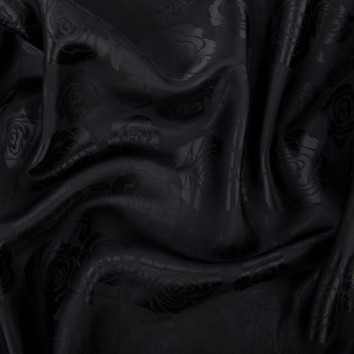 Ткань подкладочная "Gamma"   Taffeta с рисунком   JTR   52\% полиэстер, 48\% вискоза   145 см ± 2 см №131 черный (розы)