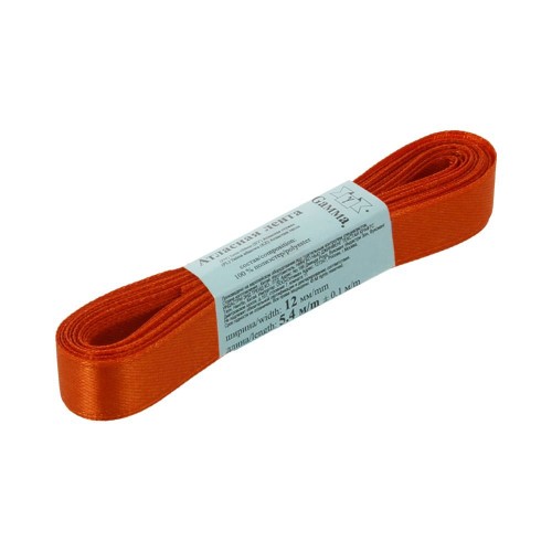 Лента атласная 12 мм ( 1/2 ")  "Gamma"   AL-12P   ФАСОВКА   10 x  5.4 м №149 рыжий