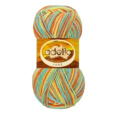 Пряжа ADELIA "JANE"   100\% акрил   10 шт. х  50 г  227 м ± 10 м №12 желтый-оранжевый-св.зеленый-голубой