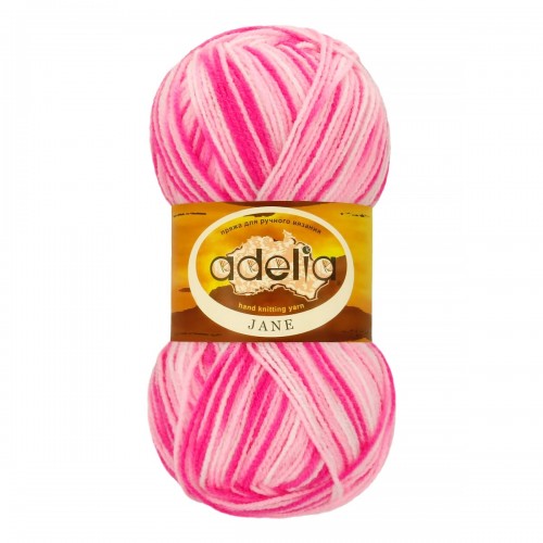 Пряжа ADELIA "JANE"   100\% акрил   10 шт. х  50 г  227 м ± 10 м №11 белый-розовый-яр.розовый