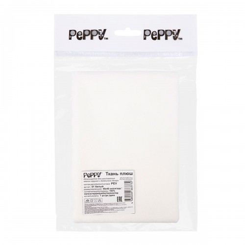 "PEPPY"   Плюш   PEV   ФАСОВКА   48 x 48 см  273 г/кв.м ± 5   100\% полиэстер 01 белый/white