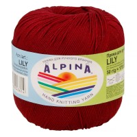 Пряжа ALPINA "LILY" 2   100\% мерсеризованный хлопок   10 шт. х  50 г  175 м ± 5 м №023 бордовый