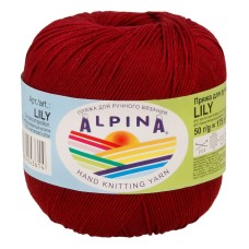 Пряжа ALPINA "LILY" 2   100\% мерсеризованный хлопок   10 шт. х  50 г  175 м ± 5 м №023 бордовый