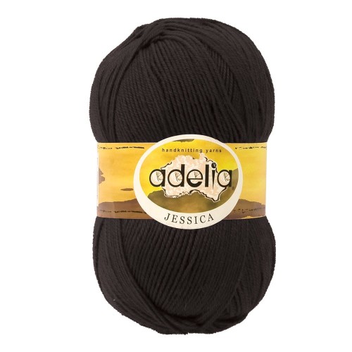 Пряжа ADELIA "JESSICA"   67\% шерсть, 33\% полиэстер   5 шт. х  100 г  260 м ± 10 м №02 ЧЕРНЫЙ