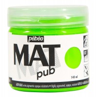 Краска акриловая "PEBEO"   экстра матовая Mat Pub №3   140 мл 256029 зеленый флуоресцентный