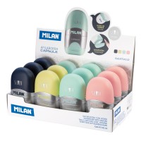 "Milan"   Ластик-точилка Capsule Silver 1 отверстие   12 шт.  СК/Распродажа 4714112 ассорти