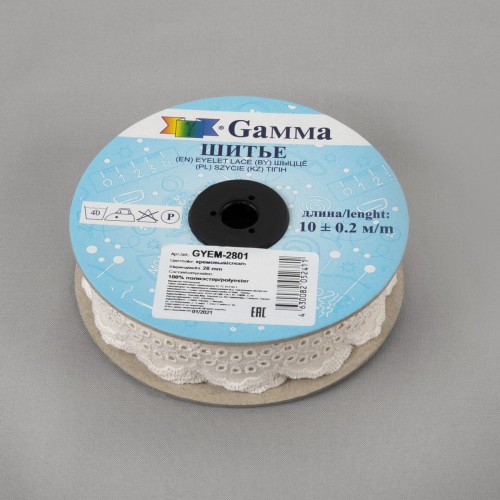 Шитье "Gamma"   28 мм  GYEM-2801   в рулоне   10 м ± 0.2 м  Турция кремовый