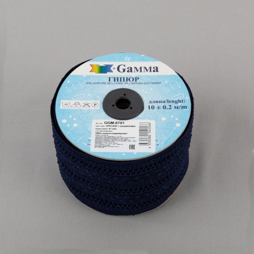 Гипюр "Gamma"   87 мм  GGM-8701   в пакете   10 м ± 0.2   Турция GP012DB т.синий