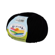 Пряжа ALPINA "ORNELLA MERINO"   100\% мериносовая шерсть   10 шт. х  50 г  125 м ± 5 м №200 ЧЕРНЫЙ