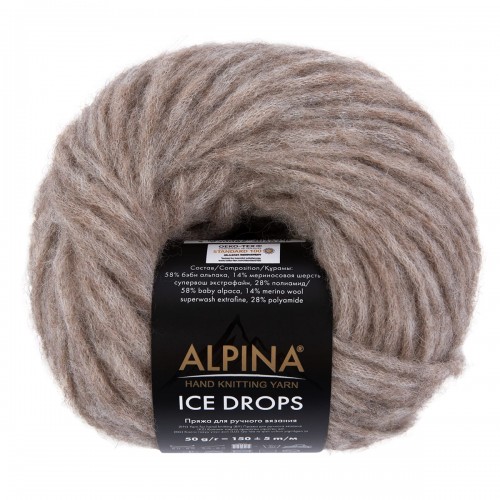 Пряжа ALPINA "ICE DROPS"   58\% альпака, 14\% шерсть, 28\% полиамид   10 шт. х  50 г  150 м ± 5 м №03 серо-бежевый