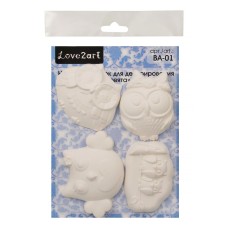 Заготовка для декорирования "Love2art"   ВА-01   Набор заготовок для декорирования   гипс   21 х  16 х  2 см  4 шт  2-й сорт "Совята"